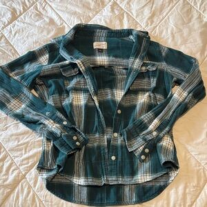 Green Plaid Button-Up Shirt